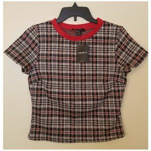 NWT Plaid Crop t-shirt